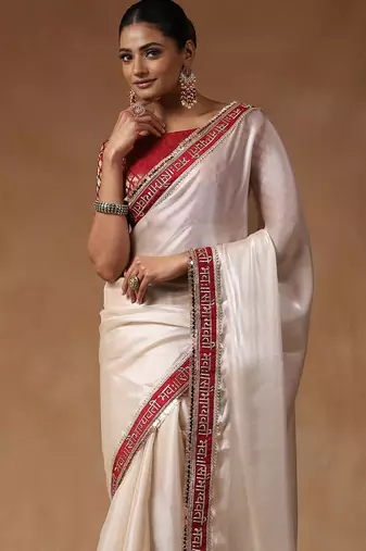 White sequinned tissue designer saree