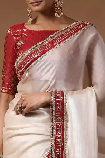 White sequinned tissue designer saree
