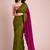 Olive colourblocked  cotton half and half khadi saree