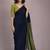 Navy blue colourblocked  cotton khadi saree