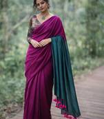 Purple  cotton khadi saree