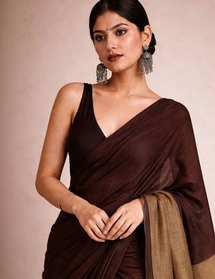Brown  cotton khadi saree 3