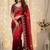Red floral embroidered poly georgette designer saree