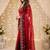 Red floral embroidered poly georgette designer saree