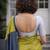 Lime colourblocked  cotton khadi saree
