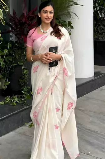 Off white floral saree