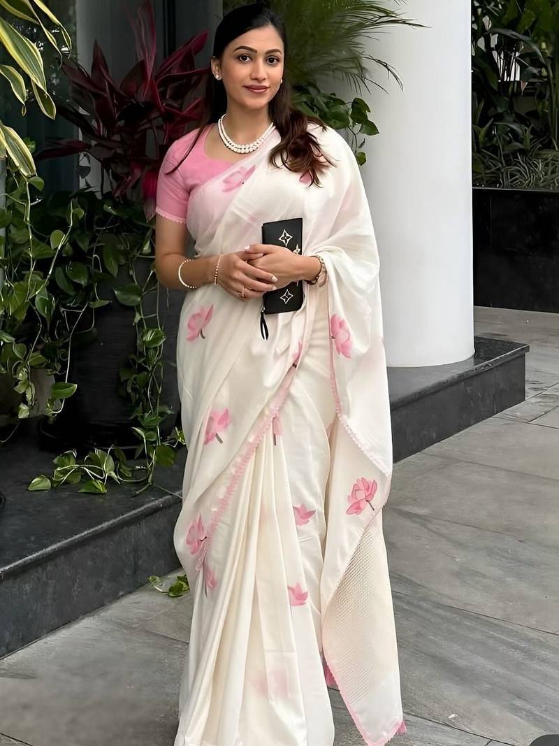 Off white floral saree