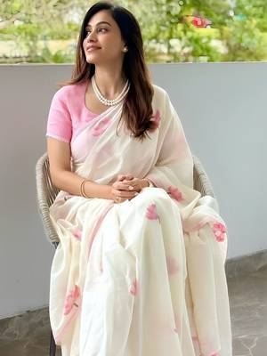 Off white floral saree 2