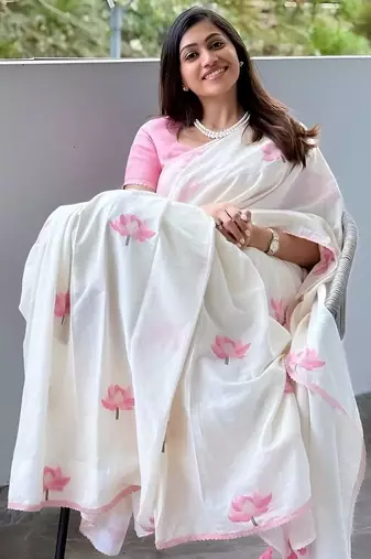 Off white floral saree