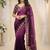 Purple floral embroidered poly georgette designer saree