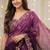 Purple floral embroidered poly georgette designer saree