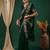 Green embroidered satin saree