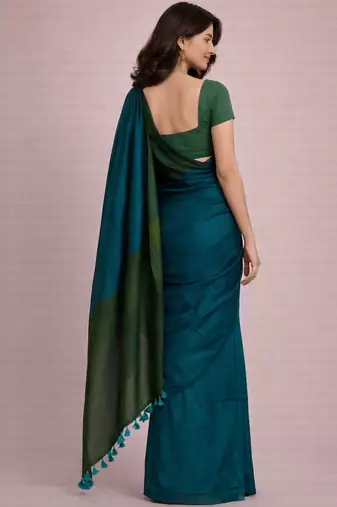 Teal  cotton khadi saree