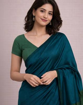 Teal  cotton khadi saree 3