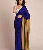 Blue  cotton khadi saree
