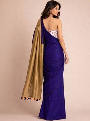 Blue  cotton khadi saree 2