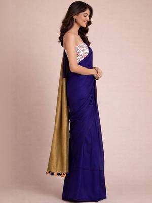 Blue  cotton khadi saree 3