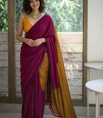 Pink  cotton khadi saree