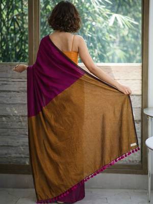 Pink  cotton khadi saree 2