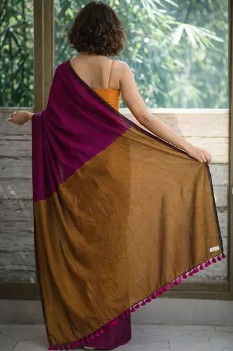 Pink  cotton khadi saree