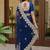 Navy blue embellished embroidered net designer saree