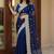 Navy blue embellished embroidered net designer saree