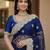 Navy blue embellished embroidered net designer saree