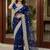 Navy blue embellished embroidered net designer saree