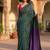 Green colourblocked  cotton khadi saree