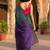 Green colourblocked  cotton khadi saree