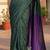 Green colourblocked  cotton khadi saree
