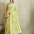 Lime floral embroidered linen blend handloom saree