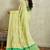 Lime floral embroidered linen blend handloom saree