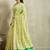 Lime floral embroidered linen blend handloom saree