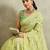 Lime floral embroidered linen blend handloom saree