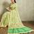 Lime floral embroidered linen blend handloom saree