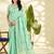 Sea green zari linen blend handloom saree