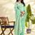 Sea green zari linen blend handloom saree