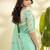 Sea green zari linen blend handloom saree