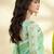 Sea green zari linen blend handloom saree