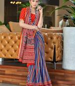 Red striped  cotton saree