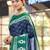 Blue printed  cotton designer saree with blouse
