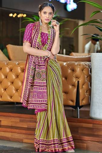 Pink ethnic motifs  cotton designer saree with blouse