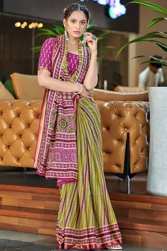 Pink ethnic motifs  cotton designer saree with blouse