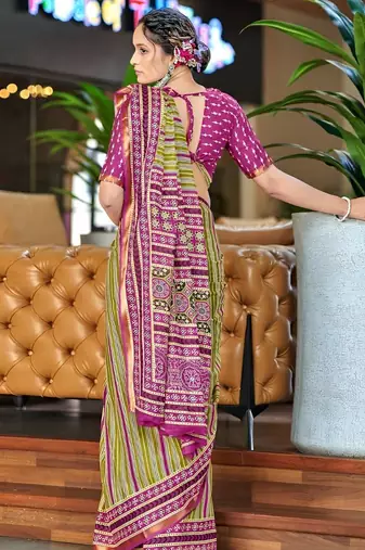 Pink ethnic motifs  cotton designer saree with blouse