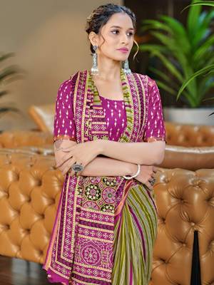 Pink ethnic motifs  cotton designer saree with blouse 3