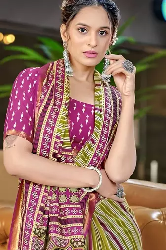 Pink ethnic motifs  cotton designer saree with blouse