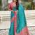 Blue paisley printed zari woven design boredr patola saree with blouse piece