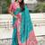 Blue paisley printed zari woven design boredr patola saree with blouse piece