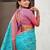 Blue paisley printed zari woven design boredr patola saree with blouse piece